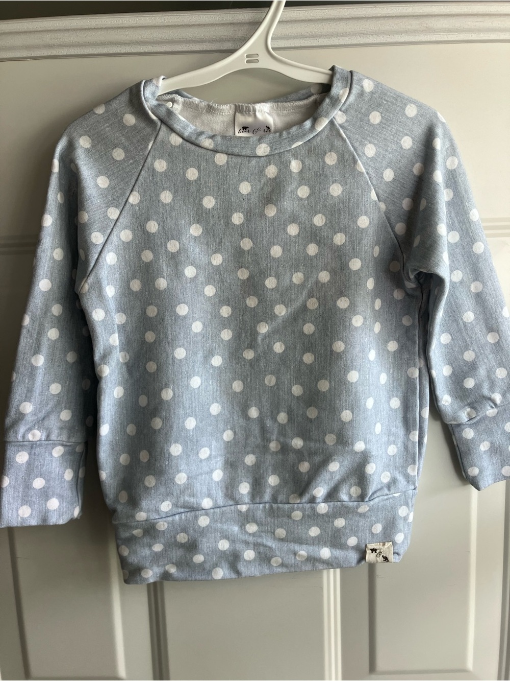 Bear & Roo blue white polka dot sweater 4T